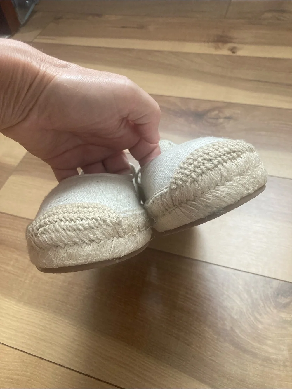 J. Crew Off White Linen Espadrille Mary Shane Flats With Pearl Buckle